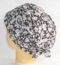 おしゃれヘアキャップ　白花柄(さらさら薄手)194